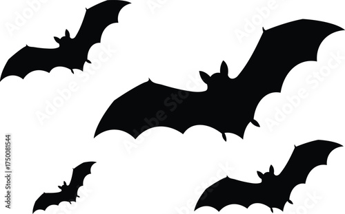 halloween bat and bats shiloutte set