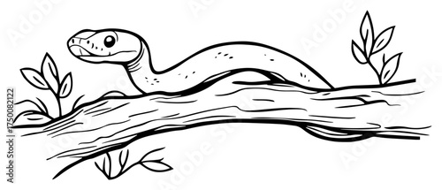 Lizard Crawling on Branch – hand‑drawn reptile wild nature vector illustration