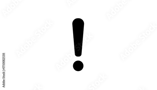 A simple black exclamation point on a plain white background. The shape is bold and centrally positioned