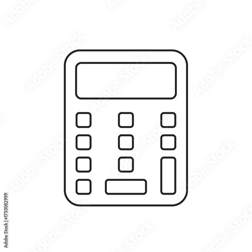 Simple Outline Calculator Icon for Business, Finance, and Education: Vector Illustration of a Digital Device for Accounting, Taxes, and Math Calculations.