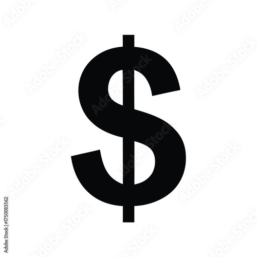 Black Dollar Sign Symbol, currency On Transparent Background