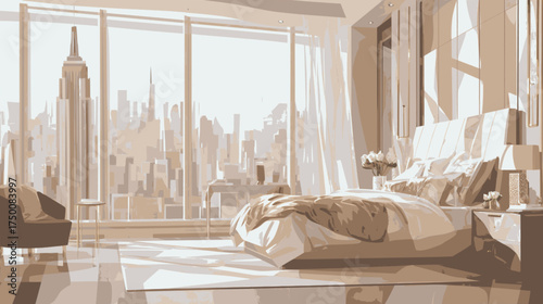 Big bedroom with city panoramic view 