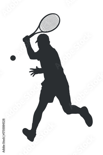 Tennis Player Silhouette Design Graphic Racket Swing Backhand Action