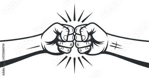 Vector Fist Bump Illustration Symbolizing Agreement Collaboration and Teamwork Concept