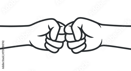 Minimalist Fist Bump Vector Illustration Symbolizing Teamwork and Partnership Success