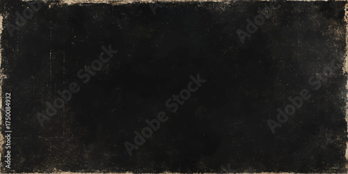 Aged, dark, and vintage grunge paper texture with a blank blackboard frame pattern on a dirty gray surface