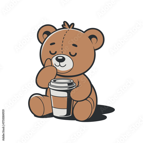 Teddy Bear Coffee Break Cartoon Mascot Graphic Character Graphic