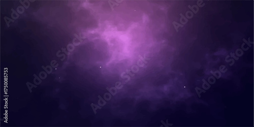 Abstract ethereal purple and pink nebula clouds swirling in deep dark space with glowing light