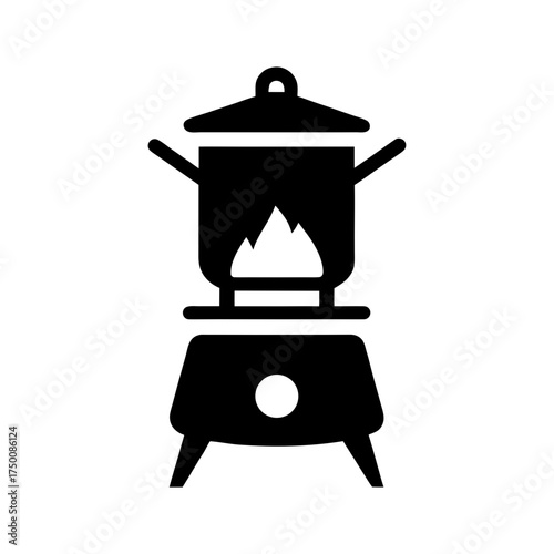 Camping Stove Black Silhouette Vector Outdoor Equipment