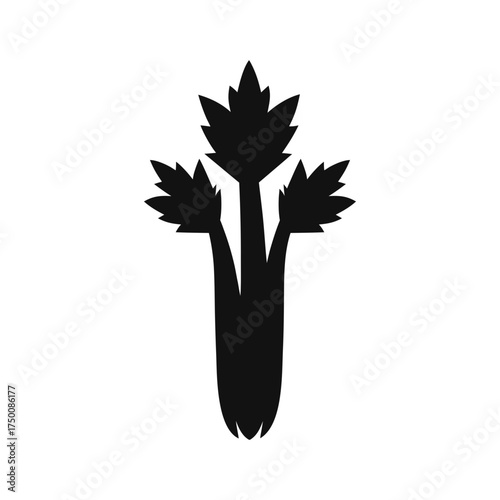 Celery Vegetable Black Silhouette Vector Illustration