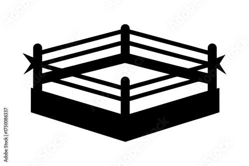 Boxing Ring Black Silhouette Vector Arena Illustration