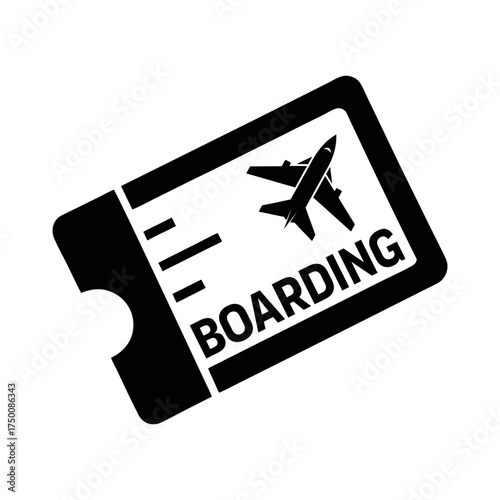 Boarding Pass Black Silhouette Vector Travel Icon