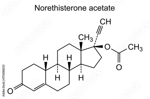 Norethisterone acetate, chemical structure of norethisterone acetate, drug substance