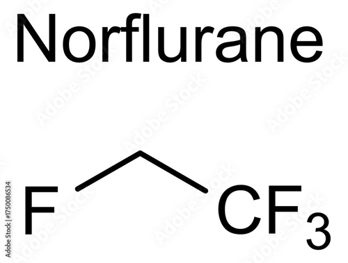 Norflurane, chemical structure of norflurane, drug substance