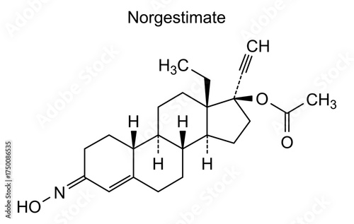 Norgestimate, chemical structure of norgestimate, drug substance