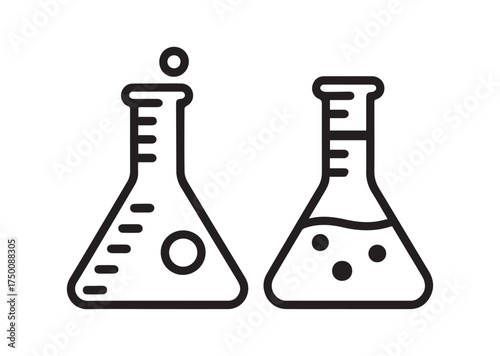 Beakers for chemistry line art vector