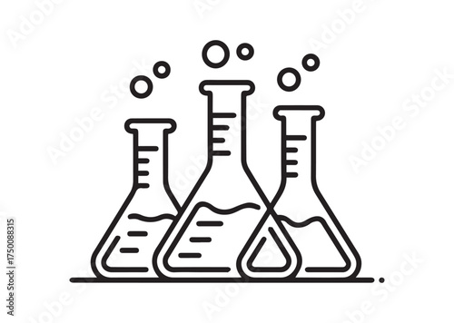 Beakers for chemistry line art vector