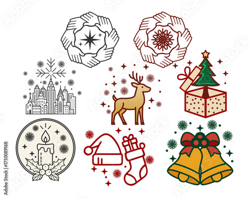 Wallpaper Mural Christmas set icon Torontodigital.ca