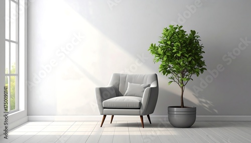 Modern Minimalist Living Room Interior.