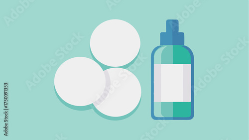 A set of cotton pads and a bottle of micellar water in a neat arrangement illustrating an effective makeup removal routine.