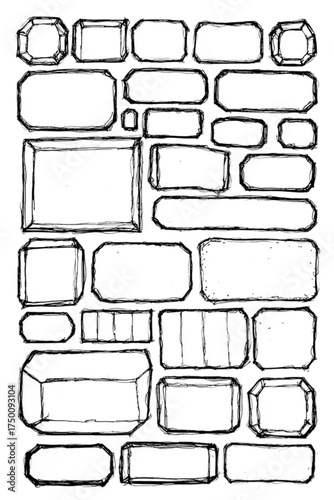 Hand drawn collection of various gemstone shapes and cuts.