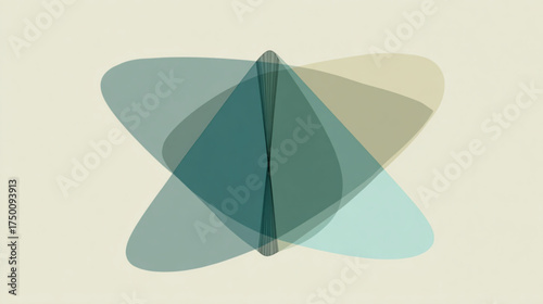 Abstract butterfly illustration with overlapping translucent shapes.