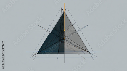 Abstract geometric triangle with precise construction lines.