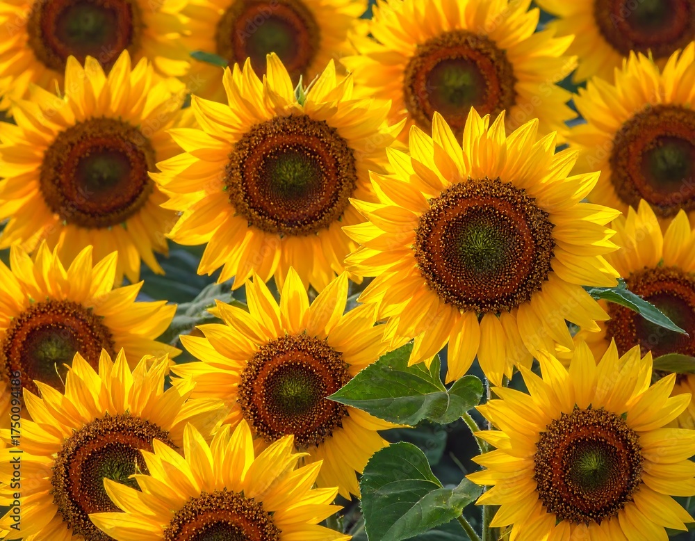 Fototapeta premium Bright Yellow Sunflowers in a Field.