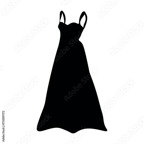 black evening dress silhouette with shoulder straps
