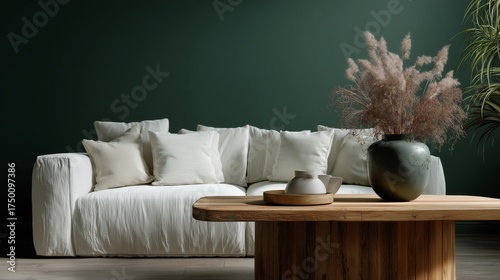 Modern Living Room With Cozy Sofa and Decorative Plants for Stylish Home Inte...
