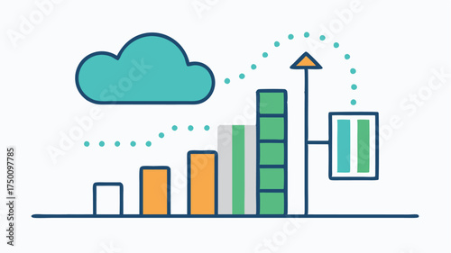 Cost Savings A chart design demonstrating the cost benefits of cloud computing over traditional storage solutions with rising and falling bar graphs.