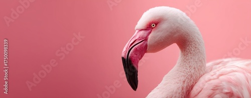 Flamingo Standing Gracefully Against a Vibrant Pink Background in Natural Light