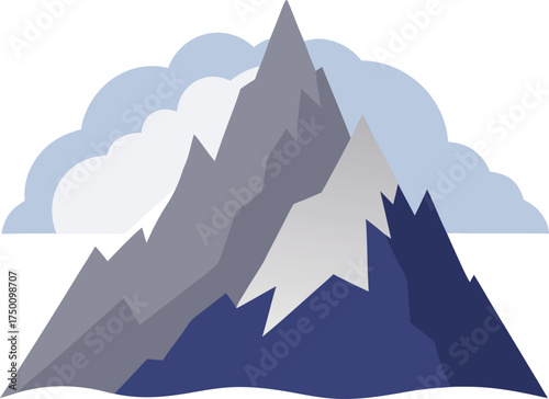 misty mountain peaks clip art on transparent background