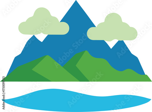 mountain lake serenity clip art on transparent background