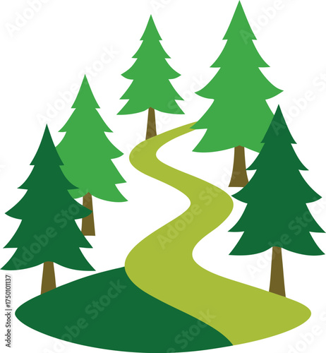 pine forest path clip art on transparent background