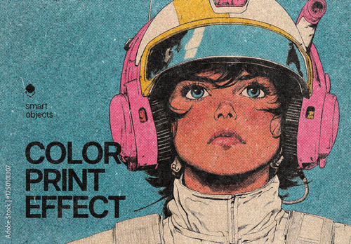 Halftone Color Print Photo Effect Mockup