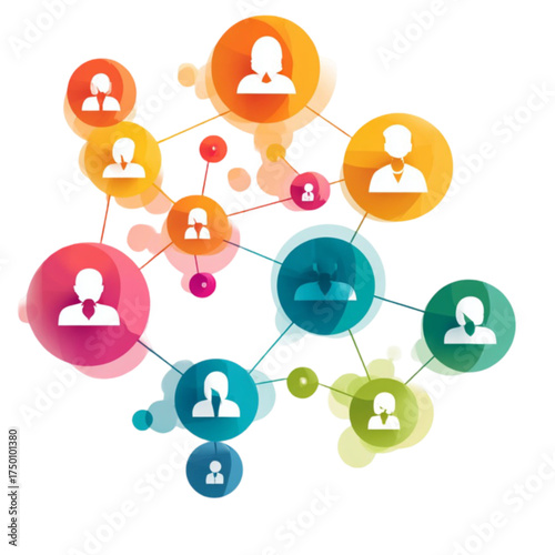 Colorful Social Network Connection Concept Illustration.