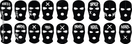 Balaclava Mask Graffiti Art Vector Collection for Urban Fashion and Streetwear Designs
