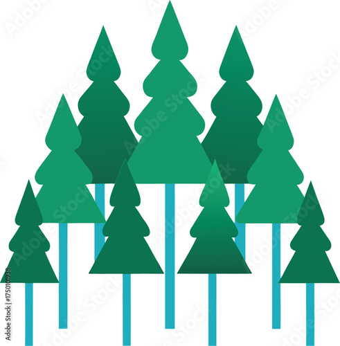pine forest with rain clip art on transparent background