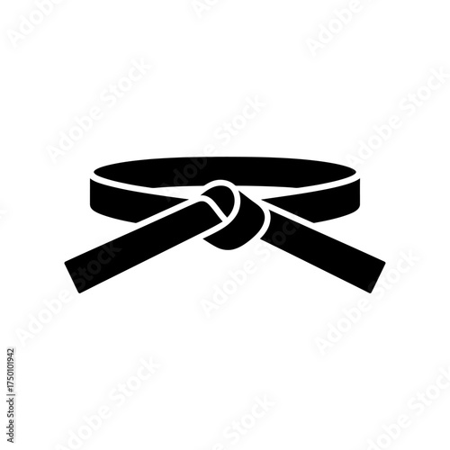 Black Belt Symbolizing Martial Arts Training and Skill Isolated on White Background Represents Discipline Perseverance and Achievement with Knot Design