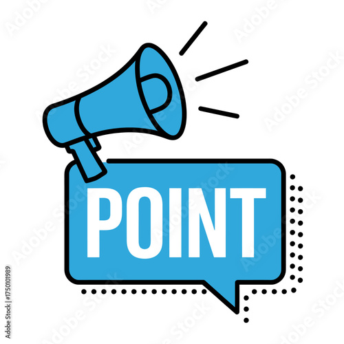 Loudspeaker and speech bubble pointing out a crucial aspect highlighting the main point to draw attention to important information