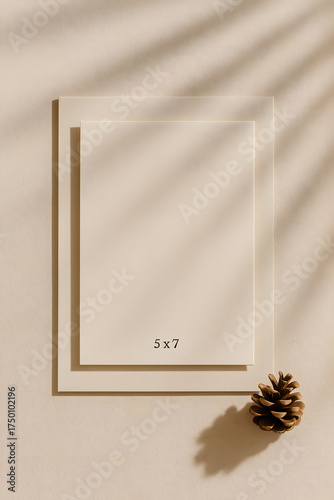 5x7 Greeting Card Mockup | Minimal Beige Background with Shadows
