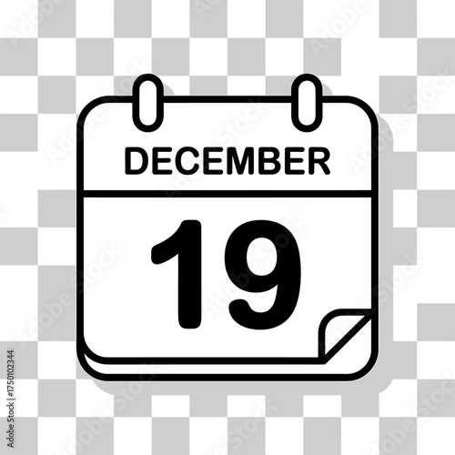 December 19th Calendar Icon Minimalist Design for Important Dates and Reminders Scheduling and Organizing Events and Planning