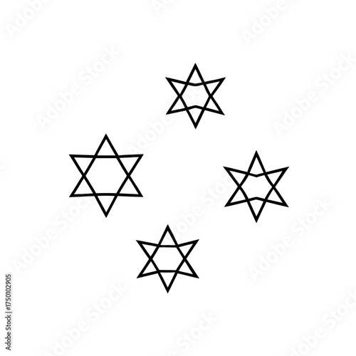 Four six pointed stars design