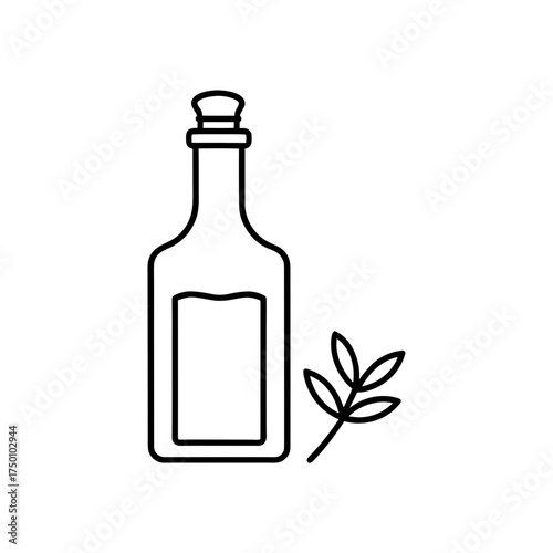 Bottle and small plant outline