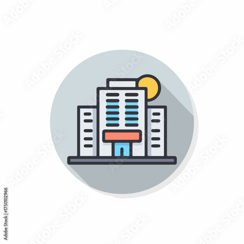 Modern Hospital UI Icon in Flat Design