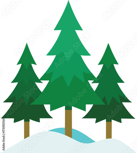 pine trees with snow clip art on transparent background
