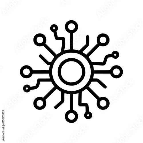 Circuit board technology network connection system digital data computing processor connectivity illustration