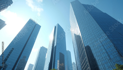 Wallpaper Mural Tall modern office buildings against bright sky in urban setting   Torontodigital.ca