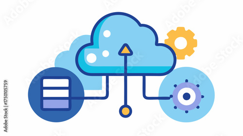 Cloud Scalability An illustration depicting a cloud icon expanding and contracting showing scalability features and the ability to handle variable workloads and traffic.